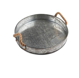 Bandeja de Servicio de Metal Galvanizado Estilo Industrial con Asas, Forma Rectangular, para Servir Comida y Decorar en el Hogar o Granja - Product Image 2