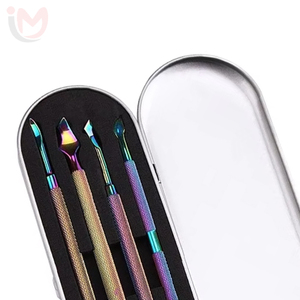 Infant Professional Classic Stainless Steel <b>Nail</b> Push <b>Set</b> 4-Piece Color Dazzling Titanium Plated - Product Image 2