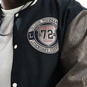 Chaqueta Varsity Personalizada OEM para Hombre, con Cuello Alto, Estilo Bomber, Bordado con Logotipo Frontal, Chaquetas Escolares Varsity al por Mayor - Product Image 5