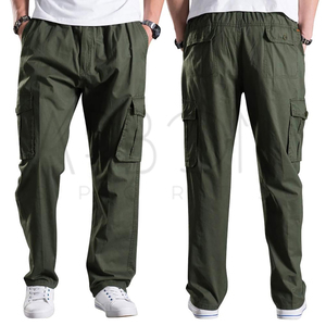 Pantalon cargo en coton léger, tendance, personnalisé, de bonne qualité, pour homme, avec taille élastique et plusieurs poches de rangement. - Product Image 5