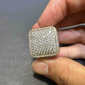 Big Moissanite Iced Hip Hop Engagement Wedding <b>Ring</b> for <b>Men</b> Micro Pave Setting Hollow Sterling Silver Rhodium Plated Jewelry - Product Image 1