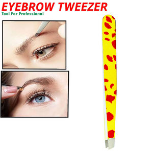 Pince à épiler professionnelle en acier inoxydable avec manche jaune, outil de précision pour l'épilation des sourcils - Product Image 2