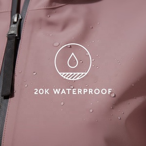<b>Pink</b> <b>Waterproof</b> Woven Zipper Women's Bomber <b>Jacket</b> Hooded Windproof Long Sleeve Outerwear for Outdoor Travel - Product Image 6