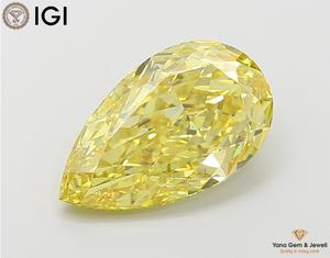 Diamante Cultivado en Laboratorio con Certificado IGI, 3.00 Quilates, Color Amarillo Intenso, Claridad VS2, Corte Pera, para Anillo de Compromiso o Regalo - Product Image 1