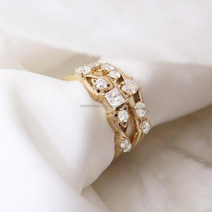 IGI/GIA Lab Grown Cut Diamond Vintage 14K Anillo de boda/compromiso amarillo Unisex Oro blanco fino para fiesta de aniversario-Worthy - Product Image 4