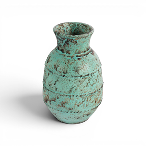 Jarrón Rústico de Cerámica Turquesa Esmaltada, Cerámica Teal Envejecida Hecha a Mano, Estética Floral, Decoración del Hogar, Cesta de Mesa Bali Bali - Product Image 1