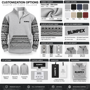 Sudadera Personalizada Unisex con Cierre de Cremallera, Estampado Geométrico, Cuello Alto, Forro Polar, con Logotipo Bordado, Marca Privada OEM - Product Image 4