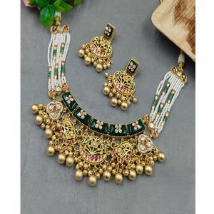 Alluring High Quality Mossanite Stone And Pearl Look Kundan <b>Necklace</b> Earrings <b>Set</b> for Women Designer Jewelry for <b>Wedding</b> Wear - Product Image 2