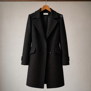 Ropa Masónica Herencia Delta Sigma, Elegante Abrigo de Lana para Mujer, Manga Larga, Largo Midi - Product Image 1