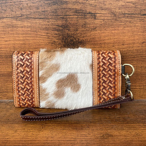 Pochette portefeuille à sculpter usinée à la main portefeuille en cuir de vachette élégant multi-usages embrayages en cuir occidental pour femmes - Product Image 5