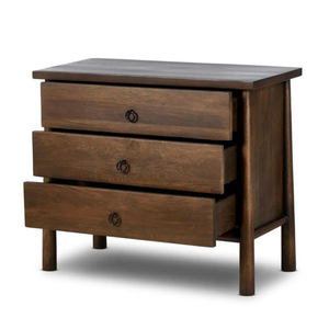 Modern Teak Wood Nightstand 3 Drawer Bedroom <b>Storage</b> <b>Chest</b> - Product Image 1