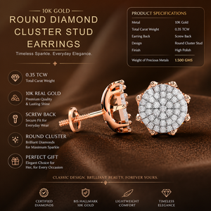 Boucles d'oreilles clous en diamants naturels ronds de 0,35 TCW |   Boucles d'oreilles à visser en or 14 carats |   Cadeau de bijoux élégants et raffinés pour femmes - Product Image 5