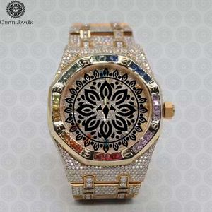 Montre mécanique de luxe pour homme Charm Jewells avec boîtier serti de diamants, bracelet en acier inoxydable, forme 40 mm, date automatique, résistance à l'eau 10 bars - Product Image 1