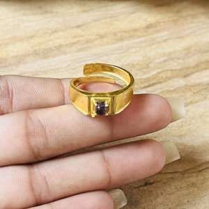 Anillo de latón con amatista, diseño nuevo y popular, chapado en oro de 18k, anillo geométrico, anillo ajustable, anillo al por mayor para mujer - Product Image 4
