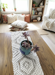 Handmade Macrame Linen <b>Table</b> <b>Runner</b> Boho Wedding <b>Table</b> Decoration for 14 X 78 inches Bohemian Woven With Tassels for Home Decor - Product Image 6