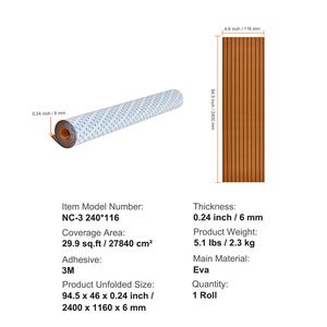 Tappeto Nautico Autoadesivo in Schiuma EVA Antiscivolo 235x117 cm per Barche e Yacht, 2.75 m² con Bordo Scanalato - Product Image 3