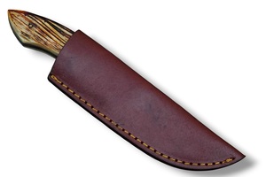 Couteau à désosser industriel Nordic Forge en acier Damas forgé à la main, lame fixe, fourreau en cuir, manche en bois de cerf - Product Image 5