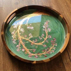 Nouveau Plateau de Service Classique de Luxe en Bois et Résine Époxy Multi-pièces, Placage en Résine Premium, Multifonctionnel, à Couleurs Changeantes, pour Mariage - Product Image 4