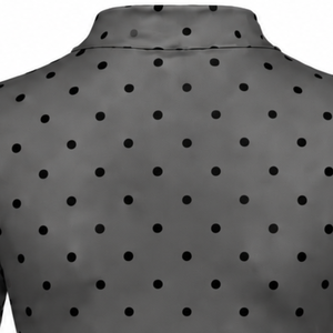 <b>Charcoal</b> Gray Polka Dot Women Mock Neck Short Sleeve <b>T</b> <b>Shirt</b> Slim Fit Printed Casual Stretch Top Fashion Apparel Wholesale - Product Image 4