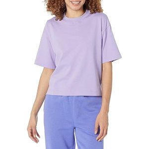 เสื้อยืดแขนสั้นสไตล์สปอร์ตสำหรับผู้หญิง ผ้าฝ้าย 100% สวมใส่สบาย ทรงหลวม ระบายอากาศได้ดี ผ้าเจอร์ซีย์ ย้อมสีพื้น - Product Image 3