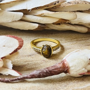 Market Favorite Dainty Brass <b>Ring</b> <b>Tiger</b> <b>Eye</b> Boho Gold Plated <b>Ring</b> Minimal Vintage Trendy Classic <b>Ring</b> Wholesale <b>Ring</b> For Women - Product Image 1