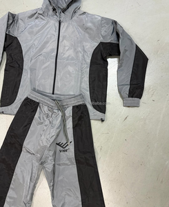 Conjunto de Chándal Cortavientos de Nylon Personalizado para Hombre, Pantalones Jogger Oversize de Tela de Rizo con Cremallera Reflectante y Sudadera - Product Image 3