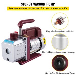 Pompa per vuoto rotativa a palette monostadio 4.5CFM 1/3HP 5PA Ultimate per sistemi HVAC di condizionamento e refrigerazione - Product Image 3