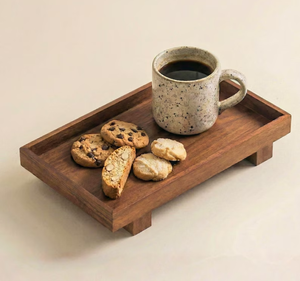Plateau de service en bois massif sur mesure, pieds sculptés à la main, moderne, multifonctionnel, empilable, plateau de cuisine, plateau décoratif OEM - Product Image 6