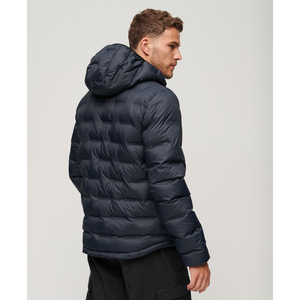 Veste matelassée à capuche pour homme, hiver, décontractée, coupe-vent, rembourrage en polyester, fermeture éclair, couleur unie, coupe classique - Product Image 2