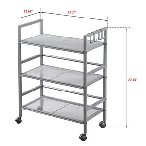 Hodely 3 Shelf Gray Mesh Iron Shelving Unit with Casters for Home <b>Kitchen</b> Office <b>Storage</b> - Product Image 6