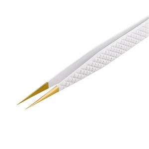 MAHFOOZ INSTRUMENTS Pince à épiler de précision à pointe fine droite pour isolation des extensions de cils, couleur or et blanc - Product Image 2