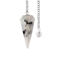 Pendentif en pierre précieuse facettée avec chaîne en argent, boule de cristal transparente, pierre polie, outil de Feng Shui