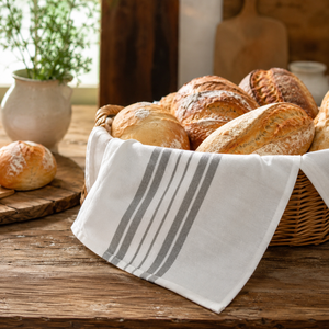 Lot de torchons de cuisine jetables 100% coton teint en fil, 16x28 pouces, absorbants, séchage rapide, pour la maison, rayés gris - Product Image 6