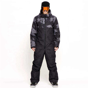 Custom <b>Men's</b> Black Camouflage One Piece Snowsuit Hooded Ski Snowboard <b>Jumpsuit</b> Waterproof Windproof Winter Outdoor Snow Suit - Product Image 2