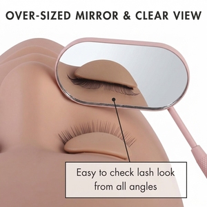 Premium Oval Wide View Lash Inspection <b>Mirror</b> Stainless Steel Eyelash Extension <b>Mirror</b> <b>with</b> Non Slip Handle <b>Makeup</b> Tool - Product Image 6
