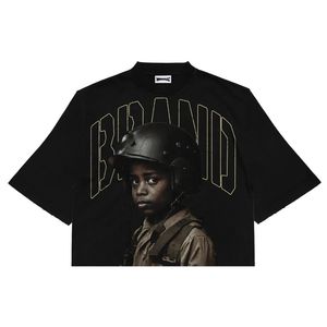 เสื้อยืดฮิปฮอปทรงบ็อกซี่ผ้าฝ้าย 100% คุณภาพสูง 300gsm สำหรับผู้ชาย ทรงโอเวอร์ไซส์ ไหล่ตก ดีไซน์สั่งทำได้ ทรงหลวม - Product Image 2