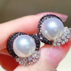 High-End S925 Pure Silver Natural <b>Pearl</b> <b>Earrings</b> 10-11MM Round with Special Texture Slight Flaws Included - Product Image 1