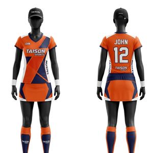 Uniforme de Hockey sobre Césped Premium de 260 GSM, Poliéster y Spandex, Diseño de Paneles en Naranja, Azul Marino y Blanco, Logotipo Sublimado - Product Image 1
