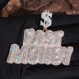 925 <b>Silver</b> Rose Gold Plated Moissanite <b>Pendant</b> Hip Hop Style Two Tone Letter <b>Pendant</b> Pass Diamond Tester <b>Initial</b> Letter <b>Pendant</b> - Product Image 5