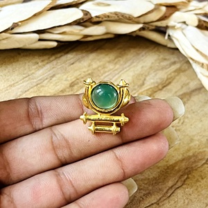 Market Favorite Green Onyx <b>Rings</b> Vintage Brass <b>Ring</b> For Women 18k <b>Gold</b> Plated Geometric <b>Cocktail</b> Jewelry For Wholesale/OEM/ODM - Product Image 3