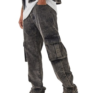 Pantalon de jogging pour homme, coupe ample, multi-poches, design confortable et tendance, délavé à l'acide, grande taille, 100% imperméable - Product Image 3