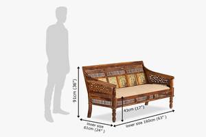 Solid Sheesham Wood Transitional Durable 3 Seater Royal <b>Sofa</b> Handcrafted Carved Design Brass <b>Foam</b> Filled for Apartment Hotel - Product Image 6