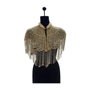 2026 Luxury Black Embroidered Rhinestone Shawl 100% Cotton <b>Mesh</b> <b>Net</b> Women Vintage Breathable Color Blocking Outdoor Wear Fashion - Product Image 1