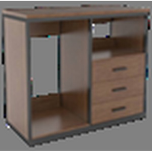 Meuble de rangement pour micro-frigo en MDF CARB P2 E0 HPL LPL avec structure métallique assemblée, compatible réfrigérateur et micro-ondes, 48" L x 22" P x 42" H - Product Image 6