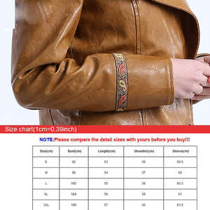 <b>Women's</b> Casual Street <b>Jacket</b> with Faux Leather Finish Soft Lightweight Genuine Leather Waterproof & Windproof Linen/Nylon Lining - Product Image 6