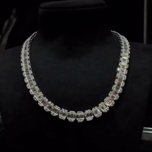 Collar de tenis de moissanita con corte esmeralda, plata 925, estilo Iced Out, joyería de cadena de lujo llamativa - Product Image 1