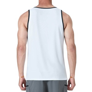 Men's <b>White</b> Quick Dry Tank <b>Top</b> O-Neck Solid Color Casual Sleeveless Shirt Knitted Polyester Sport Wear - Product Image 5