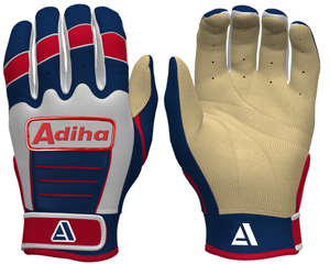Gants de frappe de baseball en cuir de qualité supérieure, légers, durables, antidérapants, avec fermeture auto-agrippante, bleu marine et blanc. - Product Image 3