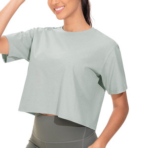 Crop top pour femme au design ergonomique, décontracté, pour la marche en plein air, vêtements d'été, manches courtes, impression personnalisable, crop tee tendance - Product Image 4