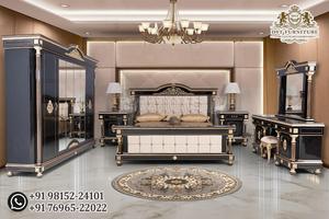 Juego de Cama de Lujo Estilo Barroco con Estructura de Madera, Muebles de Dormitorio Tallados en Negro y Dorado, Juego de Cama Exclusivo de Estilo Europeo, EE. UU. - Product Image 4